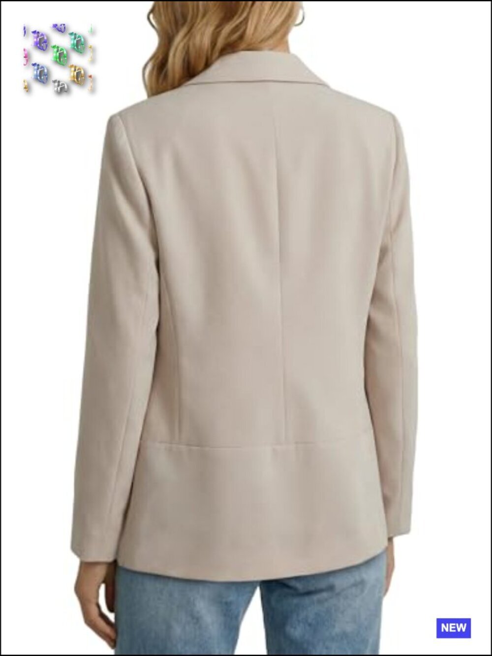 Lightweight Casual Blazer Open Front Loose Fit Work Suit Jacket with Pockets - Picture 5 of 7